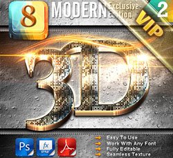 PS图层样式－8个时髦的3D文本特效：8 Modern 3D Exclusive Edition Vol.2